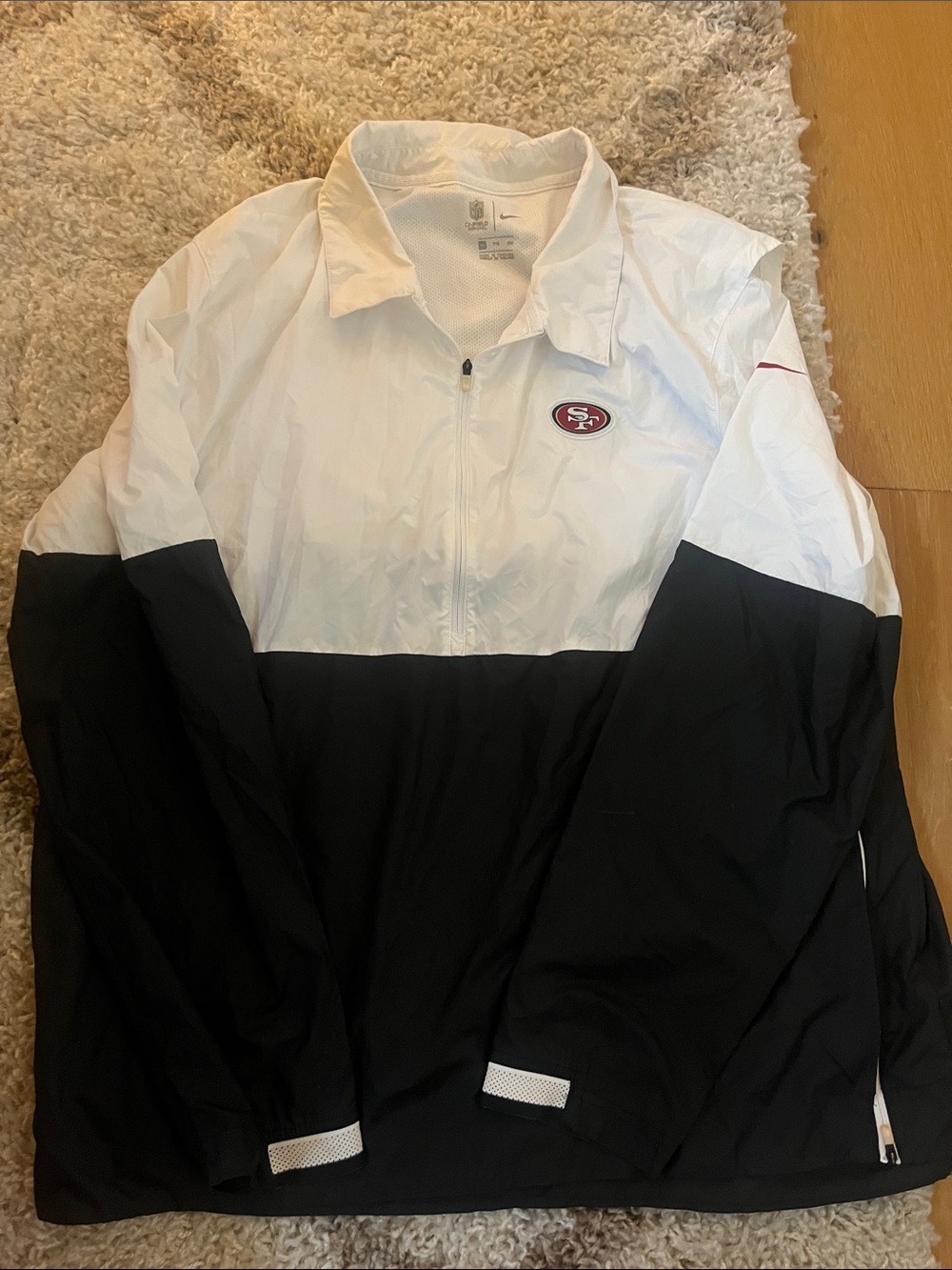 San Francisco 49ers White & Black Half-Zip Windbreaker